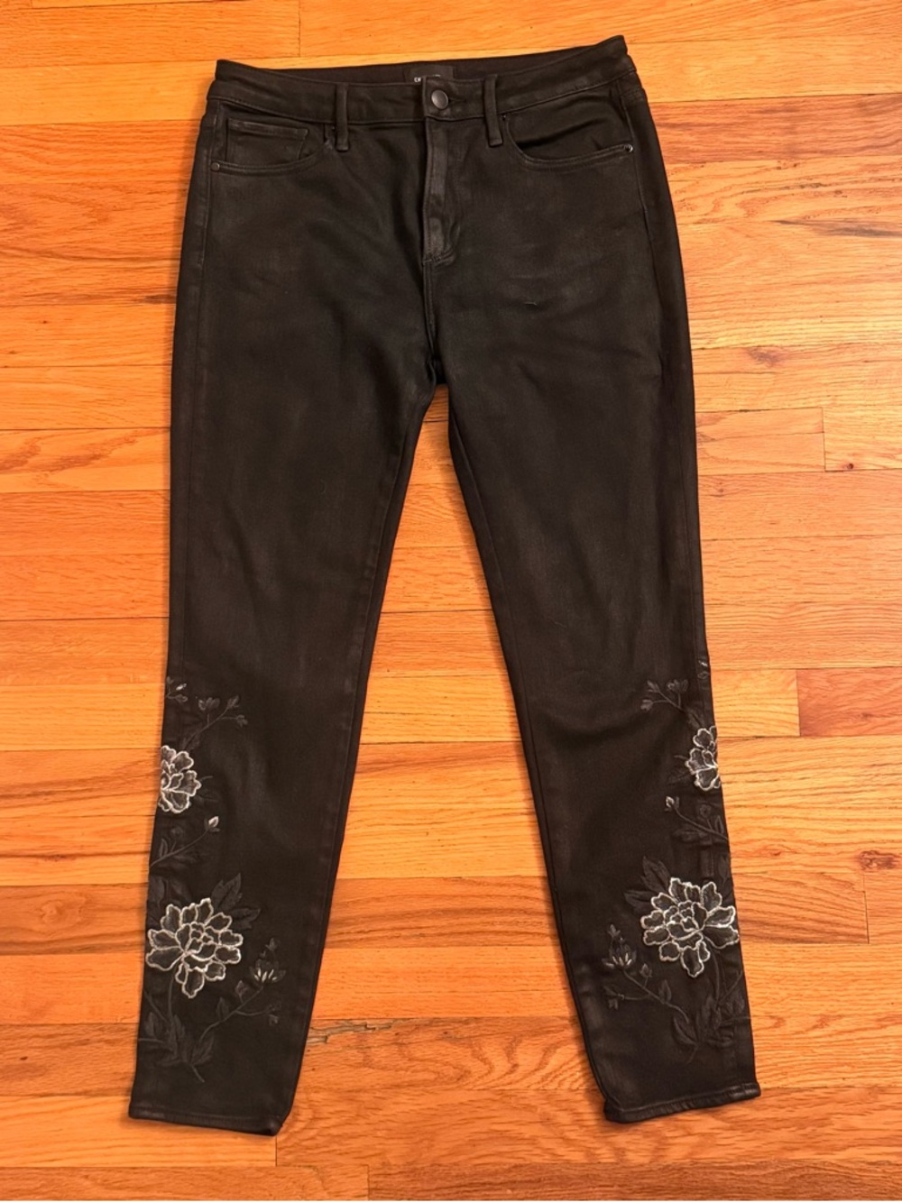 DRIFTWOOD‎ Jackie High Rise Embroidered Black Denim Jeans Floral size 28